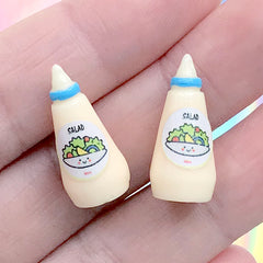 Miniature Salad Dressing Bottle | Dollhouse Supermarket Groceries | Doll Food Craft | Kawaii Decoden Supplies (2 pcs / 10mm x 21mm)