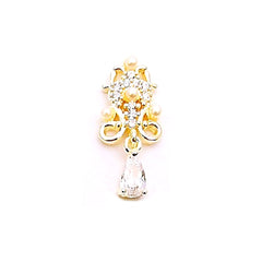 Dangling Nail Charm with Rhinestones and Pearls | Luxury Nail Design | Bling Bling Embellishment (1 piece / Gold / 8mm x 18mm)