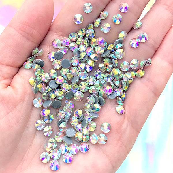 AB Clear Rhinestones Glass Gemstones Micro Beads Metal Accents