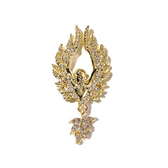 Harpy Metal Nail Charm with Rhinestones | Mythological Creature Embellishment | Greek Mythology (1 piece / Gold / 14mm x 32mm)