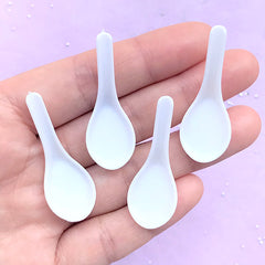 Dollhouse Chinese Spoon | Miniature Duck Spoon | Doll House Soup Spoon | Doll Craft Supplies (4 pcs / White / 15mm x 41mm)