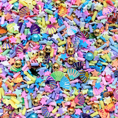Rainbow Unicorn Sprinkles with Sugar Pearls and Seashell Confetti for Faux Food DIY | Fake Toppings | Kawaii Craft Supplies (Mix / 10 grams)