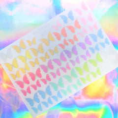 Rainbow Butterfly Shrink Plastic Film | Pre-printed Shrinking Plastic Sheet | Kawaii Embellishment for Resin Art (1 Sheet / Translucent)