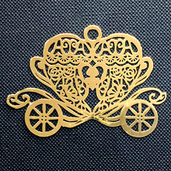 Pumpkin Carriage Metal Bookmark Charm | Fairy Tale Cinderella Deco Frame for UV Resin Filling | Kawaii Jewelry DIY (1 piece / 54mm x 38mm)