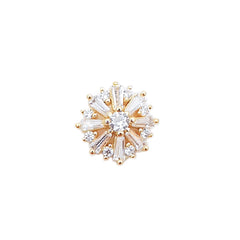 Round Snowflake Rhinestone Nail Charm | Luxury Metal Embellishment | Bling Bling Nail Designs (1 piece / Gold / 10mm)