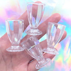 Miniature Fluted Milkshake Parfait Sundae Cups | Dollhouse Glasses | Mini Doll Food DIY | Fake Sweets Jewelry Making (4 pcs / 24mm x 40mm)