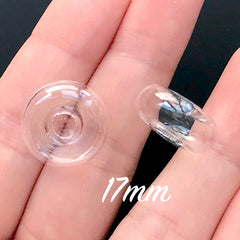 17mm Flat Round Glass Bubble | Glass Vial Stud Earrings DIY | Jewelry Findings (2 pcs / 17mm x 7mm)