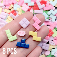 Puzzle Game Falling Block Cabochon Assortment | Video Game Embellishments | Geekery Decoden Phone Case DIY (8 pcs by Random / Mix)