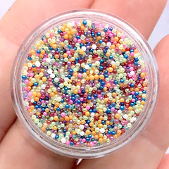 Miniature Nonpareil in Colorful Mix | Dollhouse Sugar Sprinkles | Fake Dragees Toppings for Mini Food Craft | Rainbow Micro Beads (7g)