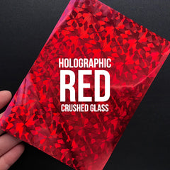 HOLOGRAPHIC RED CRUSHED GLASS Decoration Heat Transfer Foil (Set of 20 pcs) | Toner Reactive Foil Sheet | Foiling for Card Making (100mm x 150mm)