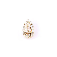 Luxury Teardrop Rhinestone Nail Charm | Sparkle Nail Decorations | Bling Bling Metal Embellishment (1 piece / Gold / 7mm x 9mm)