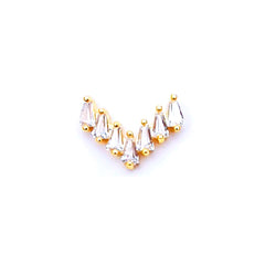V Shaped Nail Charm with Rhinestones | Decorative Metal Embellishment for Nail Art | Resin Jewelry Decoration (1 piece / Gold / 11mm x 8mm)