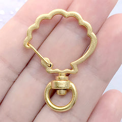 CLEARANCE Seashell Lobster Clip with Swivel Ring | Kawaii Snap Clasp | Scallop Shell Shaped Lanyard Hook | Cute Keychain Making (1 piece / Yellow Gold / 27mm x 37mm)