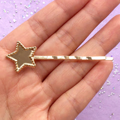 Kawaii Hair Pin with Star Bezel | UV Resin Jewelry Supplies | Cute Hair Clip | Hair Findings (1 piece / Gold)