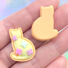 Dollhouse Sugar Cookie Cabochon in Cat Shape | Miniature Sweets Deco | Kawaii Decoden Phone Case (3 pcs / 19mm x 24mm)