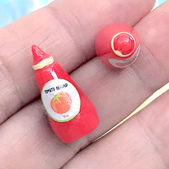 Dollhouse Tomato Ketchup Bottle | Miniature Supermarket Groceries | Mini Fast Food for Doll Craft (2 pcs / 10mm x 21mm)