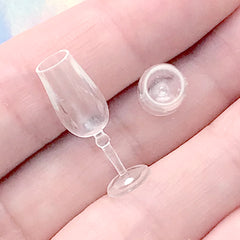 Miniature Champagne Glass | Doll House Wine Glasses | Dollhouse Drinkware | Tiny Plastic Glasses | Doll Drink Making (2 pcs / Clear / 8mm x 24mm)