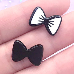 Small Bow Acrylic Cabochon | Decoden Embellishments | Hair Bow Center | Kawaii Jewellery Supplies (3 pcs / White / 15mm x 11mm)