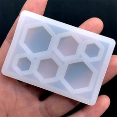 Hexagon Silicone Mold in Various Sizes (6 Cavity) | Geometry Mold for UV Resin Jewelry Making | Soft Clear Mold for Resin Crafts