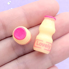 CLEARANCE Miniature Beverage in 3D | 1:6 Scale Dollhouse Drink | Kawaii Doll House Groceries (2 pcs / Dark Pink Lovely / 11mm x 23mm)