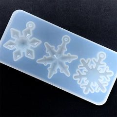 Snowflake Assortment Silicone Mold (3 Cavity) | Christmas Charm Making | Winter Ornament DIY | UV Resin Art Supplies