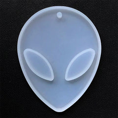 Big Alien Head Silicone Mold | Sci Fi Cabochon Mould | Extraterrestrial Pendant DIY | Kawaii Decoden Supplies (57mm x 73mm)