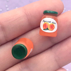 Dollhouse Apricot Jam Bottle Cabochons | 3D Miniature Fruit Jar in 1:6 Scale | Doll Food Supplies | Kawaii Mini Food Craft (2 pcs / 10mm x 14mm / Orange)