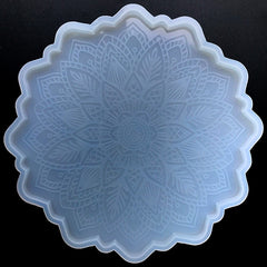 Large Mandala Flower Embossed Coaster Silicone Mold | Sacred Geometry Home Decor | Resin Craft Supplies (200mm)