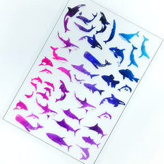 Marine Life Clear Film Sheet in Blue Purple Gradient | Whale and Fish Embellishments | Filling Materials for Resin Art