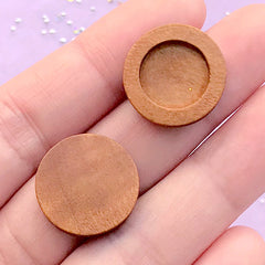 Round Wooden Bezel | 12mm Cameo Tray | Wood Cabochon Setting for UV Resin Filling | Resin Jewellery Making (5 pcs / 12mm / Light Brown)