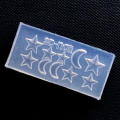 Mini Moon and Star Silicone Mold (10 Cavity) | Magical Girl Embellishment Mold | Kawaii UV Resin Mould (5mm to 9mm)