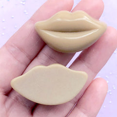 CLEARANCE Chocolate Lip Cabochon | Realistic Candy Embellishments | Sweets Decoden | Kawaii Phone Case Deco (2 pcs / Light Brown / 38mm x 20mm)