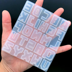 Pixel Letters Silicone Mold (26 Cavity) | Capital Letter Mould | Uppercase Alphabet A to Z Mold | Resin Jewelry DIY (17mm)
