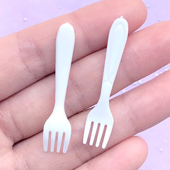 Dollhouse Miniature Fork | Doll House Cultery | Doll Food DIY | Fake Food Craft Supplies (4 pcs / White / 9mm x 42mm)