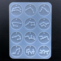 Round Constellation Sign Pendant Silicone Mold (12 Cavity) | Horoscope Astrology Mould | Resin Jewellery DIY (28mm)