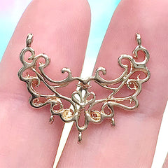 Filigree Connector Charms | Baroque Scroll Pendant | Vintage Jewelry Making (1 piece / Gold / 24mm x 20mm)