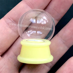 Miniature Snow Globe Base Silicone Mold (2 Cavity) | Dollhouse Crystal Ball Base Mould | Kawaii Resin Craft Supplies (25mm and 30mm)