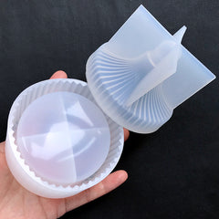 Crystal Trinket Box Silicone Mold | Round Fluted Jewelry Box DIY | Kawaii Resin Art Supplies (79mm)