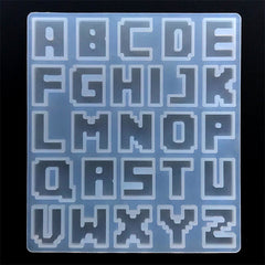 Pixel Letters Silicone Mold (26 Cavity) | Capital Letter Mould | Uppercase Alphabet A to Z Mold | Resin Jewelry DIY (17mm)