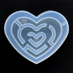 Heart Maze Silicone Mold | Kawaii Shaker Cabochon Mold | Decoden Supplies | Resin Jewelry Making (72mm x 58mm)