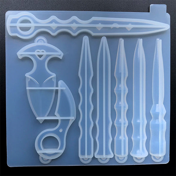 Self Defense Weapon Keychain Silicone Mold for Resin Art (8 Cavity