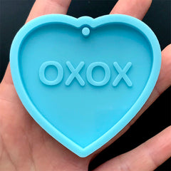 Conversation Heart Tag Silicone Mold | XOXO Heart Charm Mould | Valentine's Day Keychain DIY | Resin Craft Supplies (59mm x 55mm)
