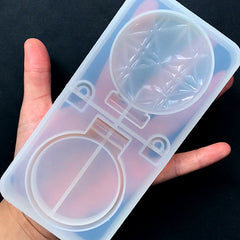 Round Compact Mirror Silicone Mold | Trinket Box Mould | Soft Clear Mold for UV Resin | Kawaii Resin Art Supplies (60mm x 71mm)