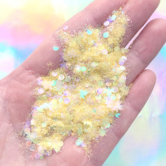 Autumn Maple Leaf Confetti Glitter Mix | Iridescent Glitter Dust | Resin Art Supplies | Nail Decorations (Yellow / 2 grams)