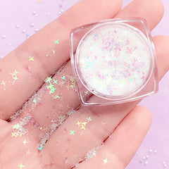 Iridescent Cross Star Confetti | Aurora Borealis Glitter | Clear Star Flakes | Kawaii Craft Supplies | Resin Inclusions (AB Transparent / 2.5mm)