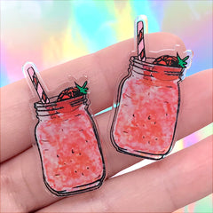 Bloody Mary Mason Jar Cabochon | Acrylic Decoden Embellishments | Kawaii Craft Supplies (2 pcs / 18mm x 38mm)