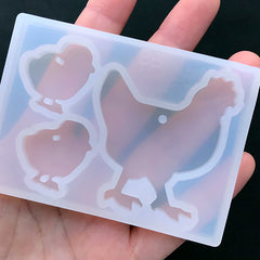 Chicken and Chick Silicone Mold (3 Cavity) | Farm Animal Family Charm DIY | Soft Clear Mold for UV Resin | Epoxy Resin Jewelry Mold