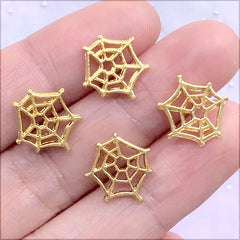 Mini Spider Web Resin Inclusions | Halloween Shaker Bits | Metal Embellishments for Resin Art (4 pcs / Gold / 11mm x 12mm)