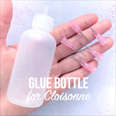 Glue Bottle for Cloisonne Craft (With 5 Fine Tip Applicators) | 50CC Needle Tip Glue Bottle | 50ml Empty Squeeze Plastic Bottle with Precision Tips