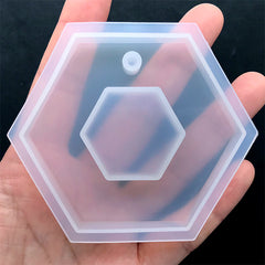 Hollow Hexagon Charm Silicone Mold | Big Geometric Pendant Mold | Epoxy Resin Jewellery Making | UV Resin Supplies (70mm x 61mm)